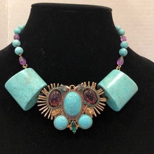 Outrageous Turquoise short  Animalistic Neckace  Vintage pre loved conversation